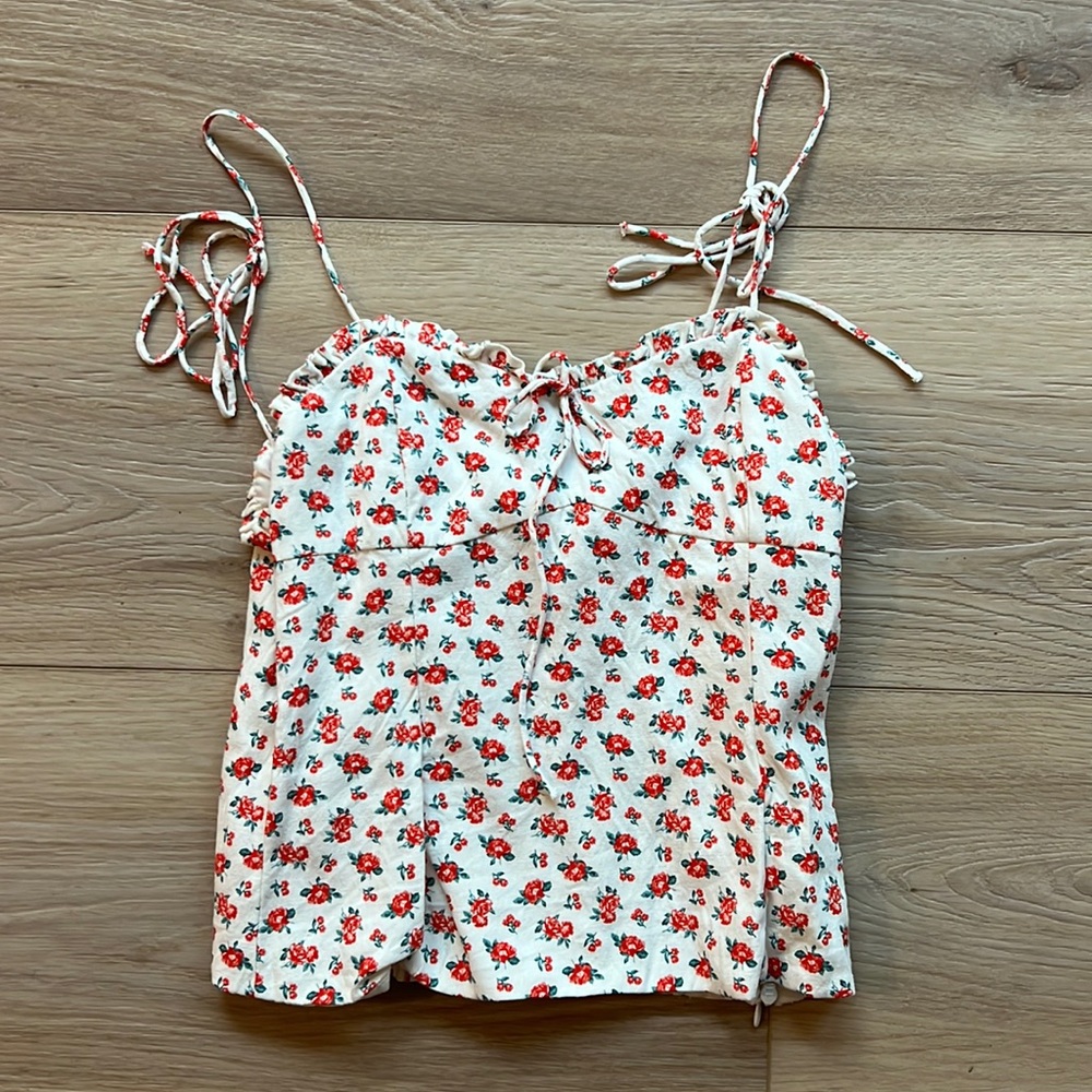 Zara Floral Linen Corset Top